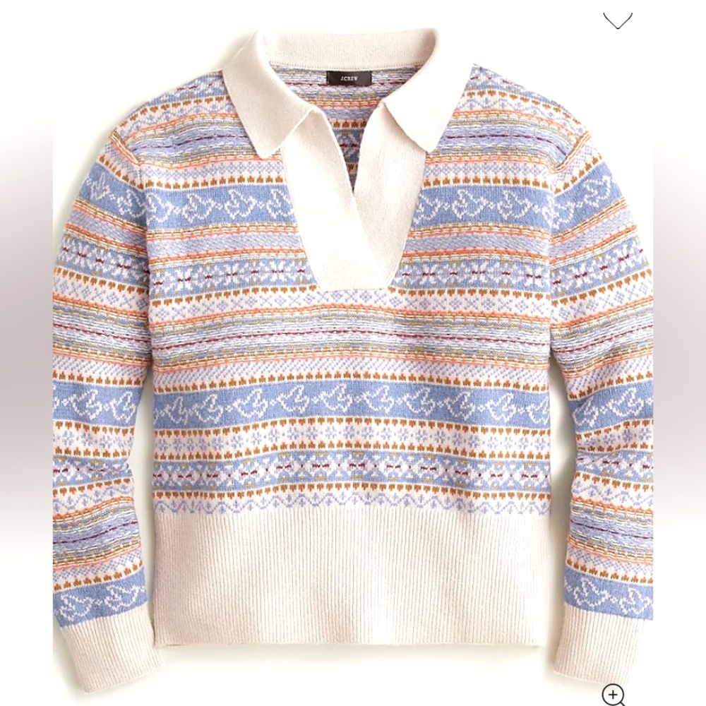 J.Crew Collared Fair Isle Sweater M